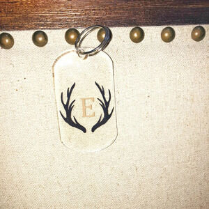E monogrammed southern deer antler keychain